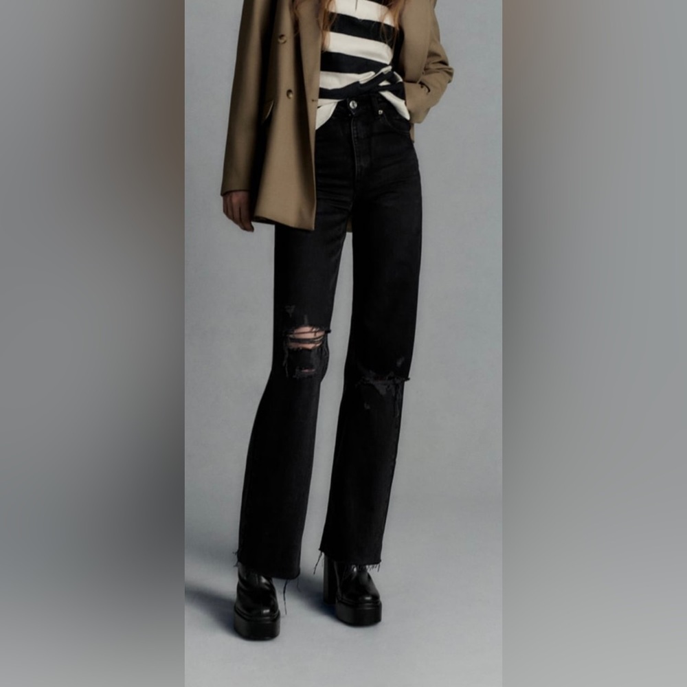 ZARA JEANS - Black wide leg jeans, size USA 4/ EUR 36.